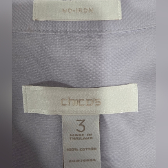 Chico's 3 US XL Women’s  Wrinkle Resistant Long Sleeve Purple Shirt 100% Cotton - Picture 6 of 7